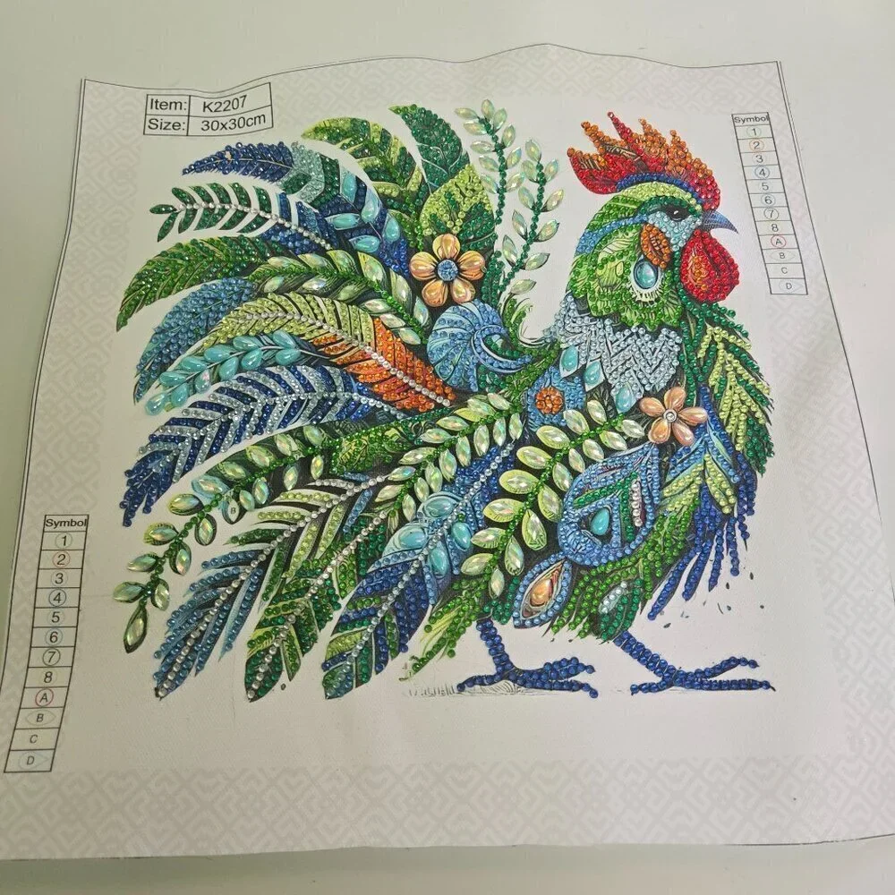 Completed Diamond Art Picture Rooster Size 9.8